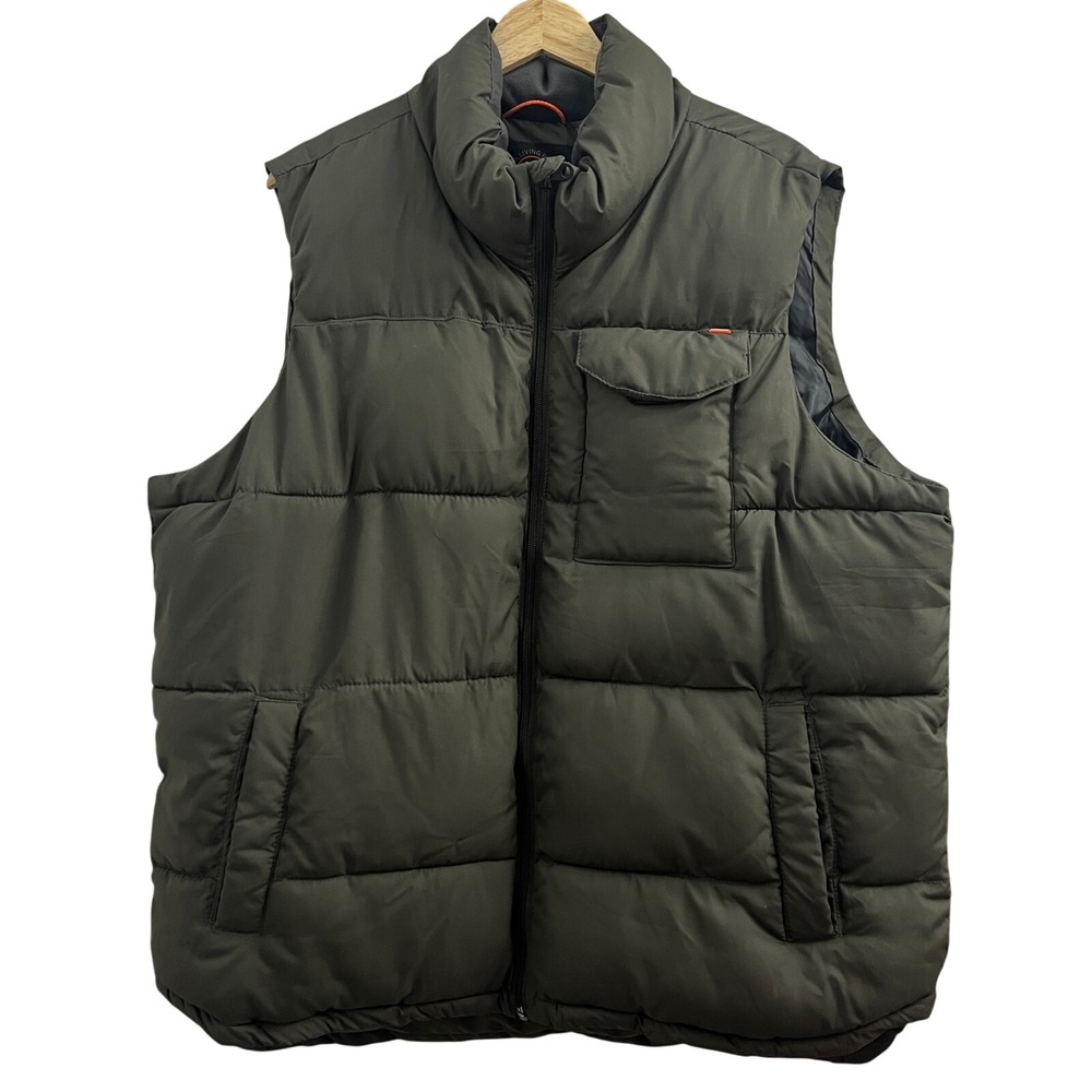 Hawke & Co Outfitter Mens‎ XL Puffer Vest Olive Green Quilted Full Zip HEP1008